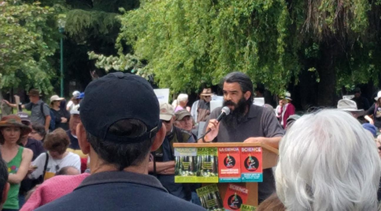 carlos soto speaking at march for science rally
