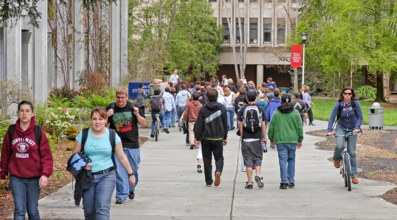 students walking on the ssu campus