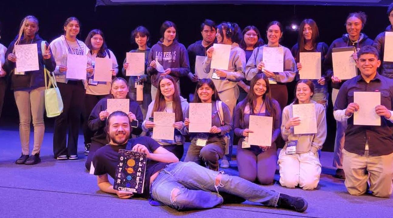 Students on stage