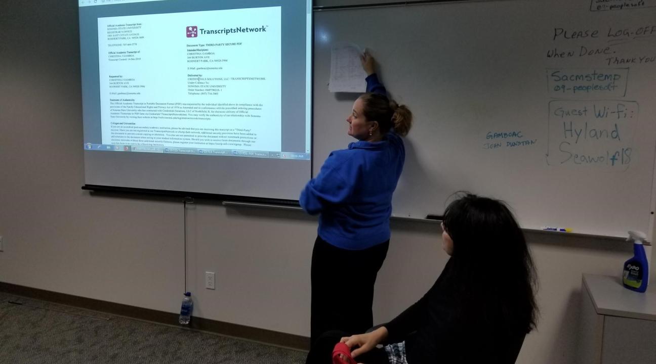 Director of Information Systems Jamie Russell previews the process of receiving an electronic transcript. 