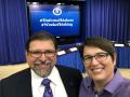 Carlos Ayala and Jessica Parker take a selfie at the Nation of Makers conference at the White House.