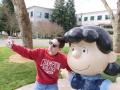 Student Conner Fulps taking selfie with Lucy // Photo by Francisco Carbajal