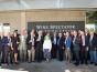 From left, SSU President Judy K. Sakaki, Rep. Mike Thompson, D-St. Helena, WBI Executive Director Ray Johnson and other members of the Wine Business Institute board and key donors pose for a photo outside the new Wine Spectator Learning Center on May 29
