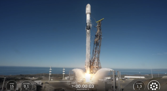 Screenshot of Nov. 28 launch of rocket carrying a satellite built by students at Sonoma State University, partner universities 