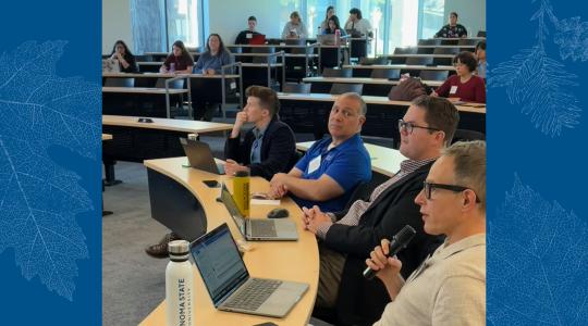 Department of History professor Samuel Cohen speaks during November 2025 atrocity and genocide prevention simulation.