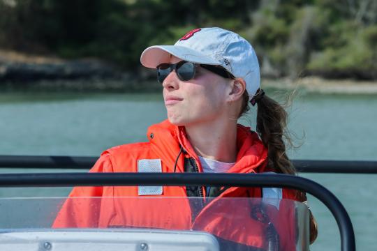 Josephine Slaathaug, an SSU graduate student in the biology department, is the lead author of first of its kind research focused on the reasons for -- and risks posted by-- gray whale migration in the San Francisco Bay