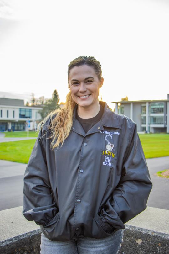 Alumna Gina Villeggiante on SSU quad.