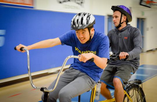 Riders learn to ride bikes with custom made bicycles