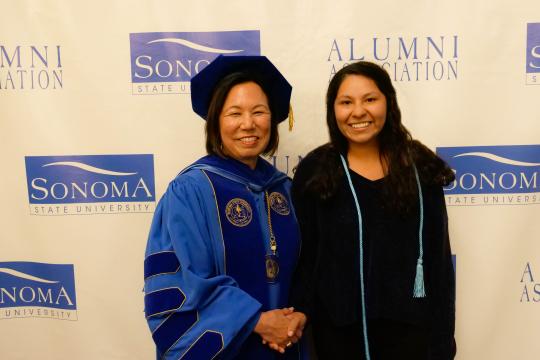 Meet the Class of 2019:Jessica Saavedra poses with President Judy K. Sakaki.