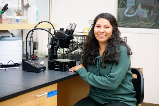 Jessica Saavedra in a STEM lab at Sonoma State.