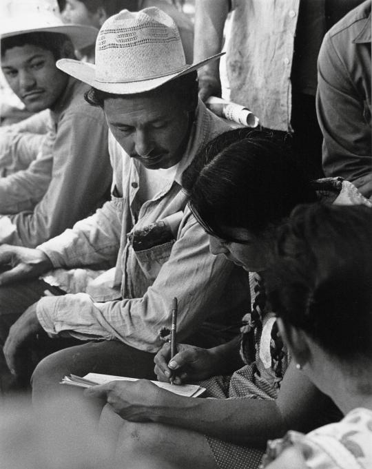 Morrie Camhi, New Recruit, United Farm Workers Union, 1972, gelatin silver print, Sonoma State University Art Collection