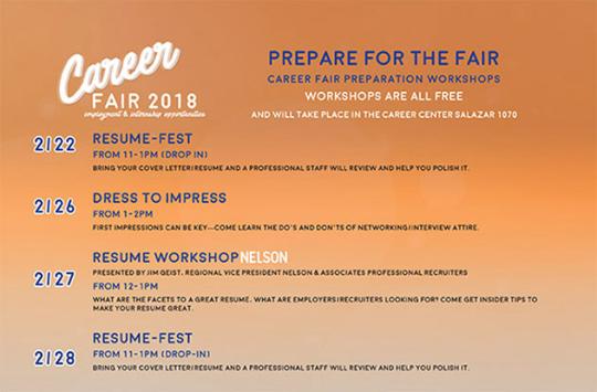 Career Fair workshop schedule