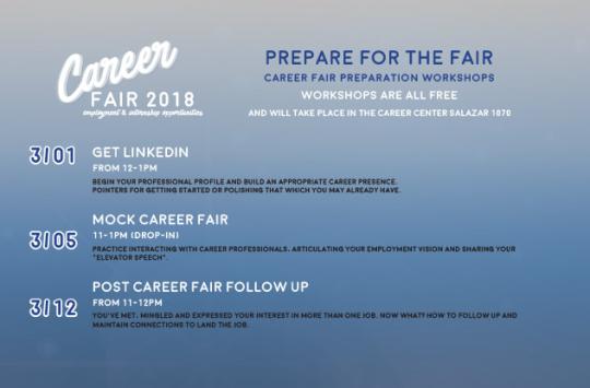 Career Fair workshop schedule