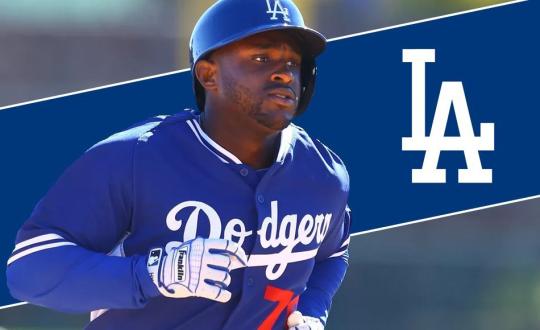 Dickson in dodger gear dancing