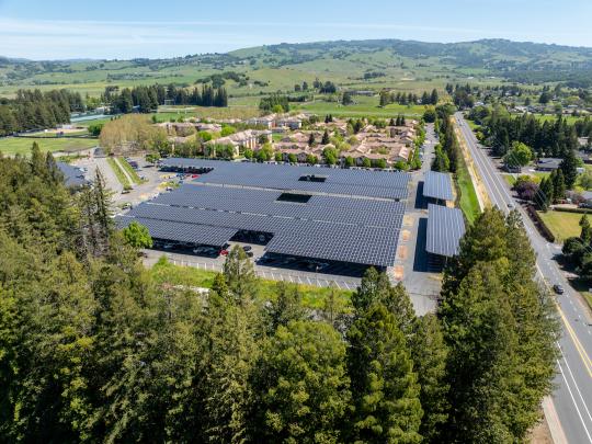 Drone shot of solar array