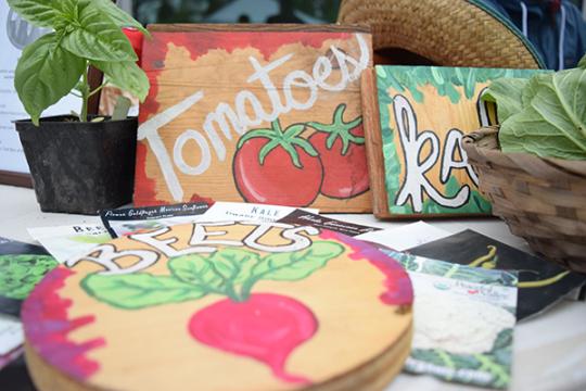 vegetables painted on wood