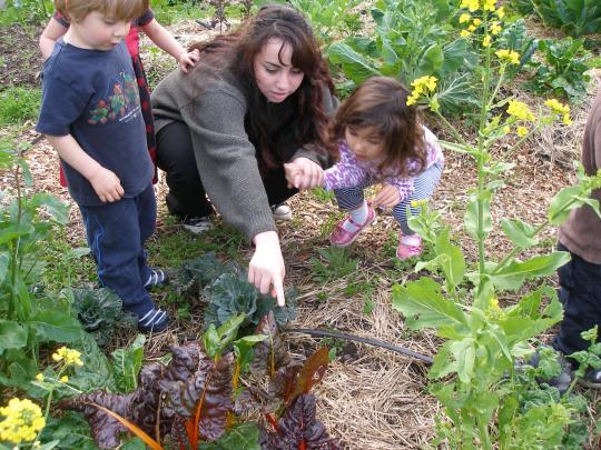 children in garden