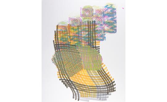 Nathan Haenlein, "Marked Time", 2016-2017 (series of #100) acrylic, ink, rubber stamp on Bristol
