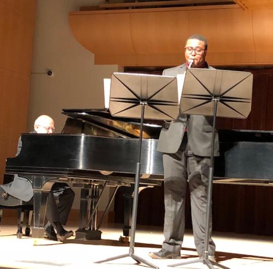 Malik-Charles Wade performs during his senior recital on April 28