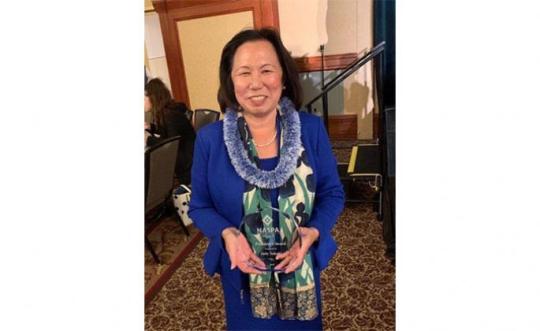 SSU President Judy K. Sakaki was awarded the NASPA Region VI President of the Year Award.