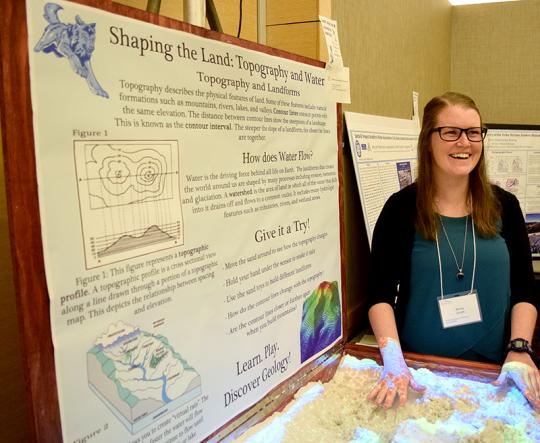 student with project