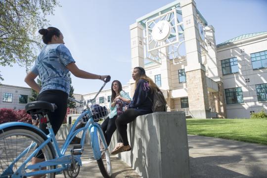 clocktower with students