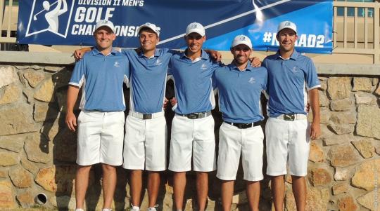 Men's golf team posing