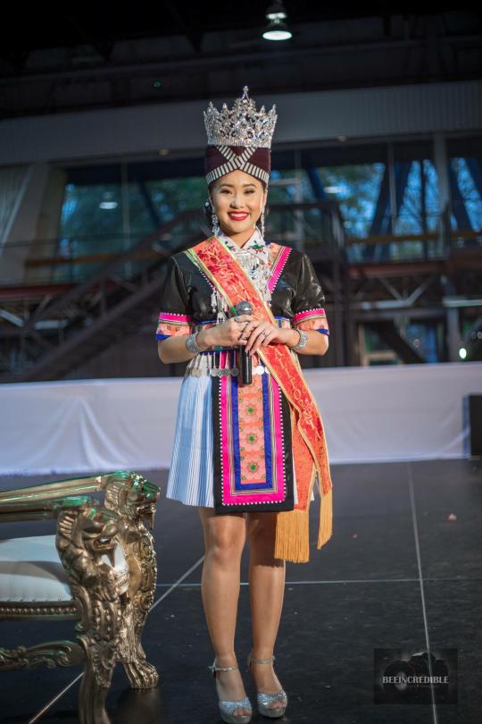 Miss Hmong California 2018, Cindy Cha with her traditional Hmong garb and crown // Photo by Beeincredible