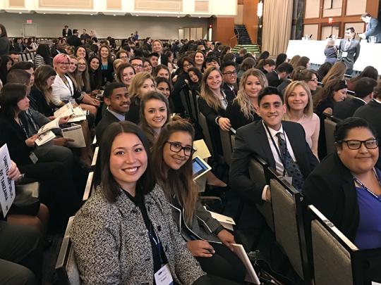 Claudia Sisomphou with the 2017 SSU Model UN Club in New York.