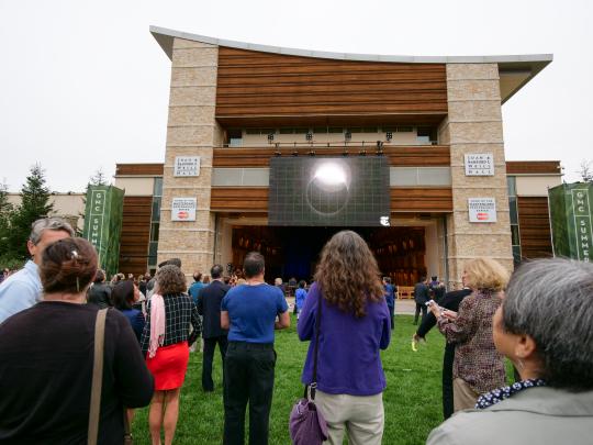 Group watches eclipse outside Weill Hall