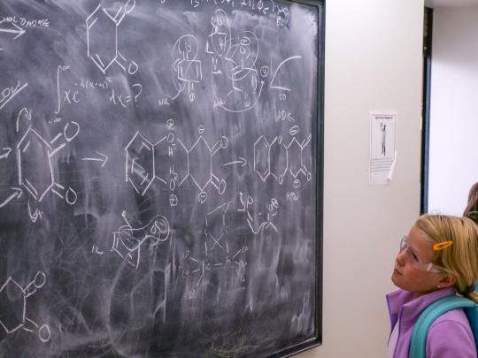 chemistry chalkboard with kids