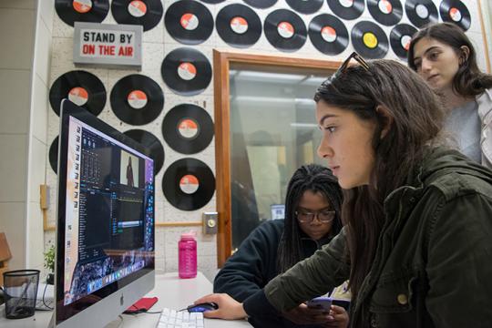 students editing in class