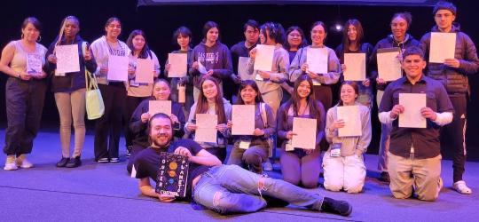 Students on stage