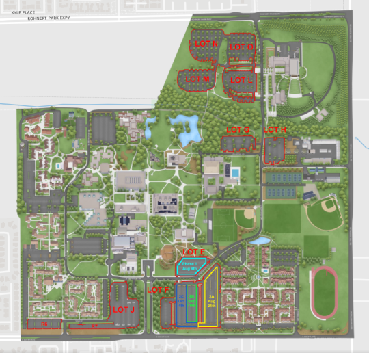 Map of the solar array construction happening on the SSU campus