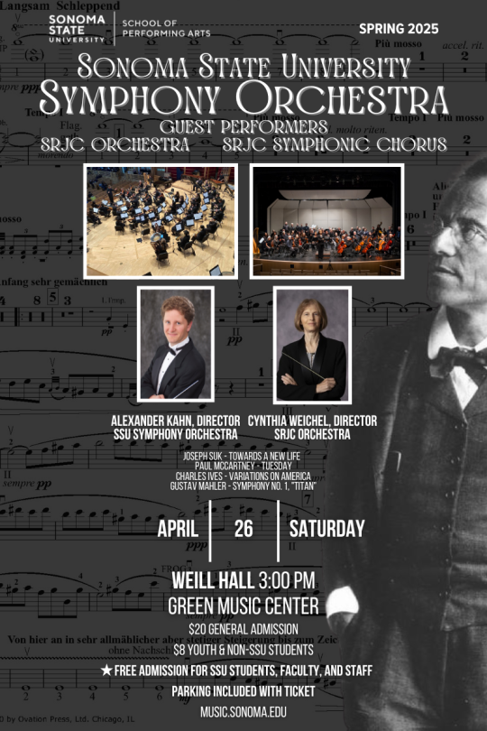 Event poster for 'Sonoma State University Symphony Orchestra'