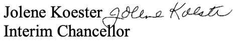 Chancellor Koester's Signature