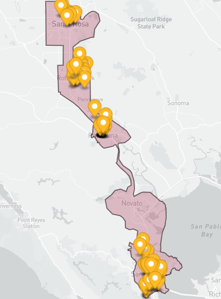 Map of Redwood Bikeshare Service Area