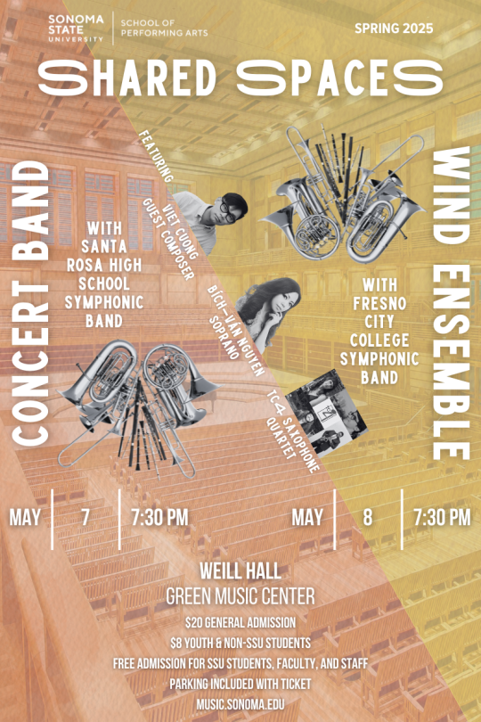 The event flyer for the Shared Spaces Concert Band Wind Ensemble