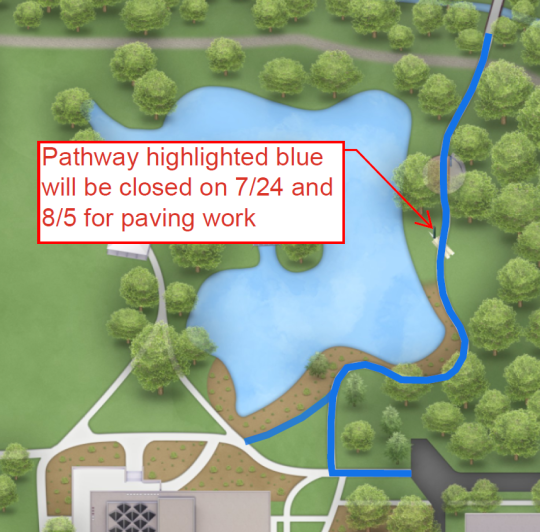 Boundary of Pedestrian Pathway Work for Thursday, July 24 and Tuesday, August 5