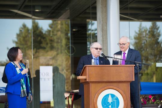 Gary Heck, president and owner of Korbel Champagne Cellars, and WBI Executive Director Ray Johnson